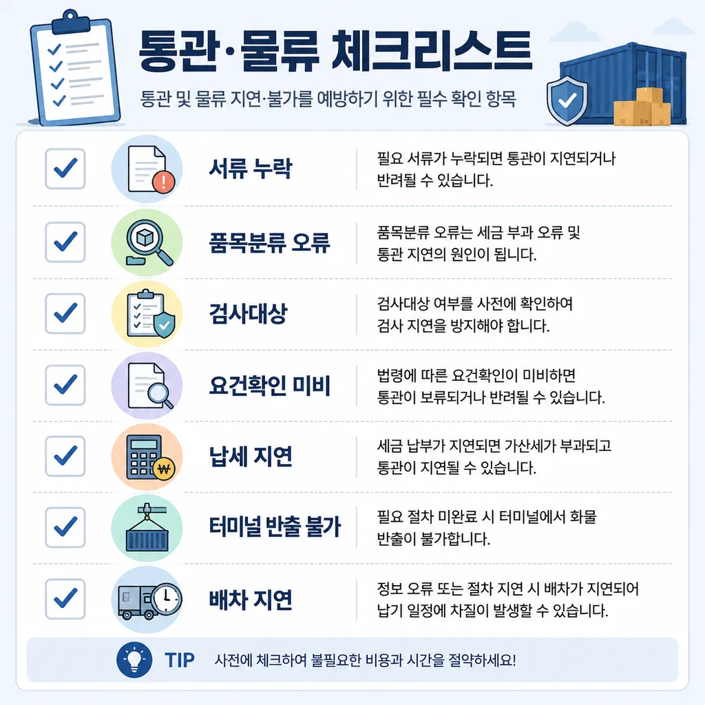 항만 통관 지연 원인 체크리스트