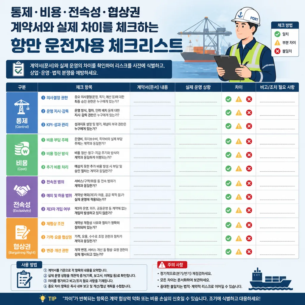 항만 운전자 미분류고용 판단 신호 체크리스트