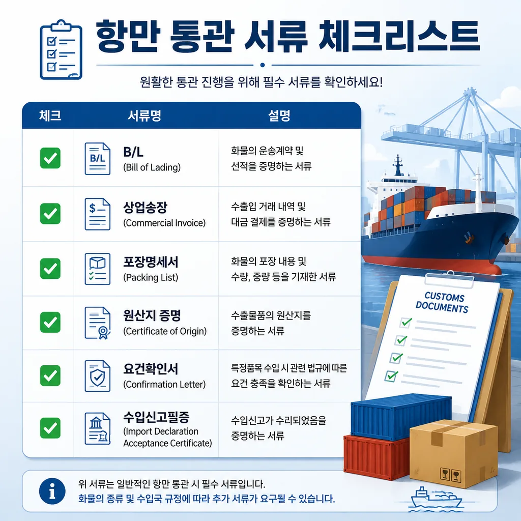 항만 통관에 필요한 주요 서류 체크리스트